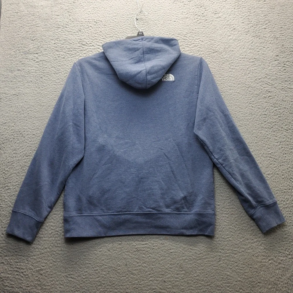 The North Face Hoodie Mens M Blue RU/14 Graphic Logo Elastic Cuff & Hem Pullover